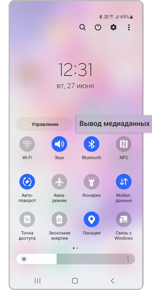 Нажмите «Вывод медиаданных»