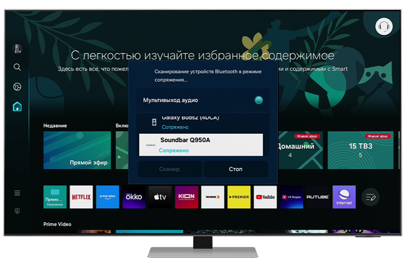 Экран настройки функции «Мультивыход аудио».