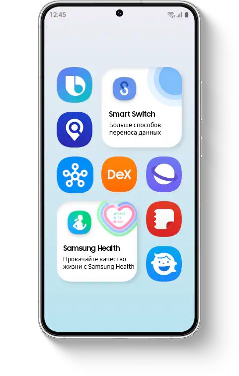Экран смартфона с приложениями Samsung