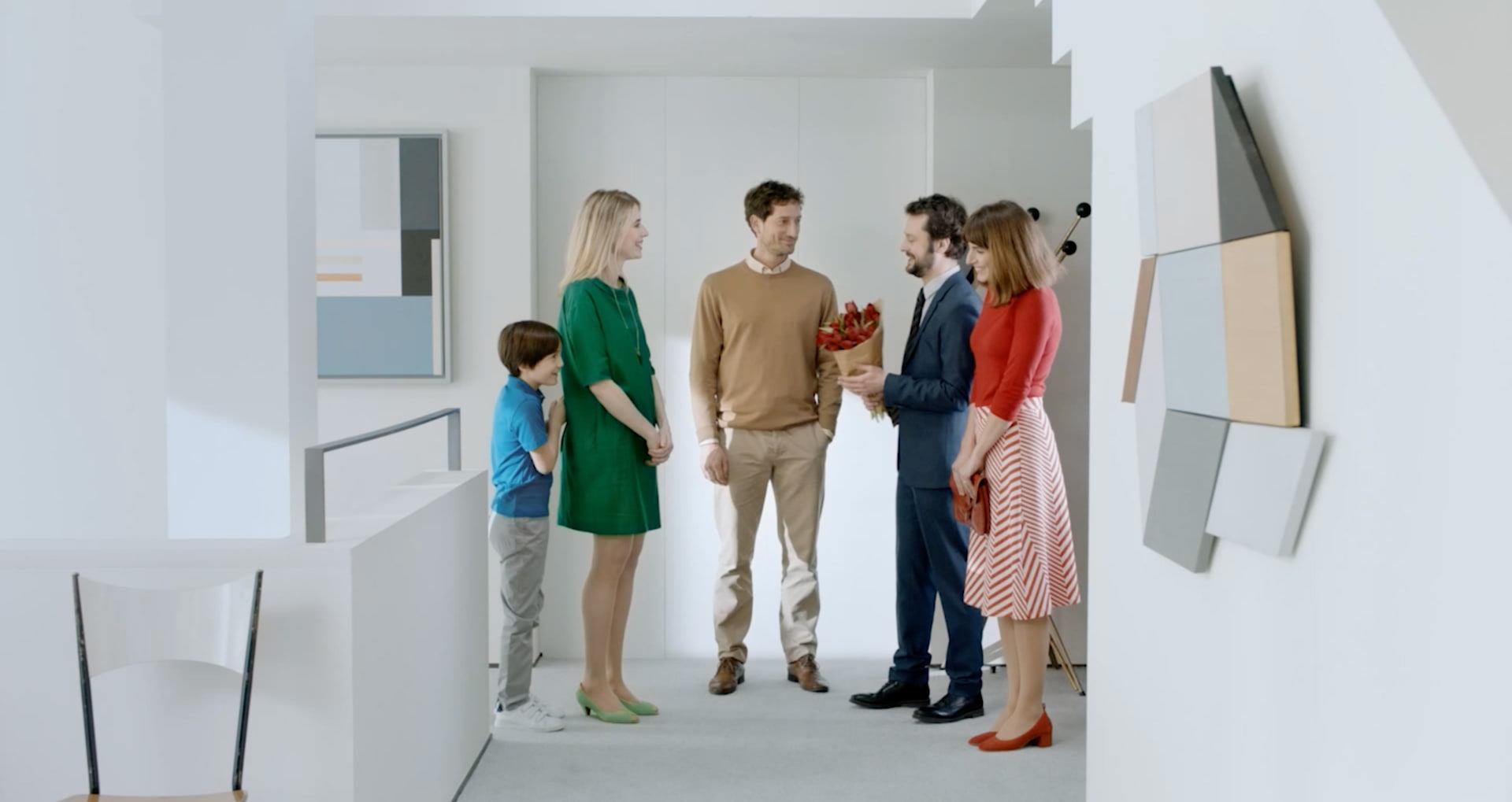 A video of people viewing art from the Samsung Collection on display on The Frame and then being surprised when the screen changes to TV mode.