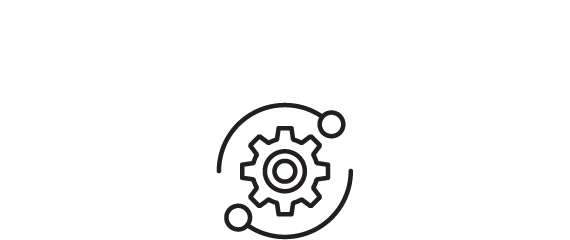 أيقونة عجلة تروس مُحاطة بخطوط دائرية، تمثل الإدارة المتكاملة.