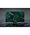 أحدث TV OLED من Samsung معروض على شاشته رسم باللون الأخضر الفاتح وهو يطفو على سطح رمادي.