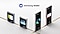 The Samsung Wallet app runs on a Galaxy S25 Ultra device, displaying digital cards for a boarding pass, credit card, transit card and movie ticket. Nearby, a curved road winds through various locations, including an airport, cafe, bakery, bookstore, subway and theater.