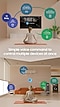 A woman sits on a yoga mat, looking at a TV with the Bixby logo and the text I'm listening onscreen. There are 5 circles around the TV with arrows pointing to it. Starting from left, their messages are Hi Bixby, let Jet Bot clean home. and Change the Air Conditioner's mode to WindFree. and Start the Washing Machine in normal course. and Run the Air Purifier in silent mode. The woman uses simple voice command to control multiple devices at once. Then the woman faces forward with the Bixby logo above her and connected appliances respond to the voice commands: the robot vacuum cleaner starts, the air conditioner switches to WindFree mode, the air purifier runs in silent mode, and the washing machine starts.