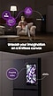 A woman reads sitting on a couch. She says Hi Bixby, generate an oil painting of flowers, and set it as the Family Hub's wallpaper. Bixby activates and says I'm listening, indicated by a logo on the refrigerator's screen. Unleash your imagination on a limitless canvas. Below there is a wallpaper that looks like what she asked for, an oil paining with flowers powered by Generative AI.