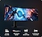 Odyssey G9 monitor shows two astronauts flying towards the neon blue portal with Curved Dual QHD, VESA DisplayHDR600, 144Hz refresh rate, 1ms response time (GtG) icons.