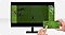 The game is being played on a smartphone, and the game screen is displayed larger on the monitor behind it.