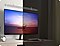 The brightness of the monitors adjusted in a bright room on the left and a dark room on the right is compared.