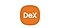 An orange box with rounded edges with the word "Dex" is in white type overlayed on top of it