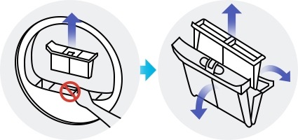 open the dryer filter upwards and remove the internal filter from the external filter