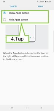Galaxy S9/S9+: How can I show/hide the Apps button?