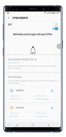 S Pen remote menu