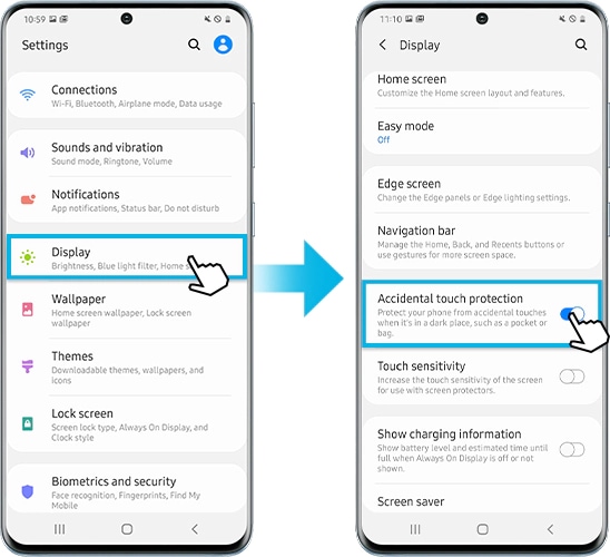 How to turn on Accidental touch protection