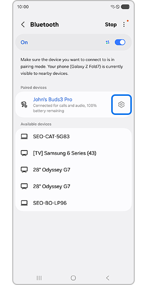 Tap on setting gear icon