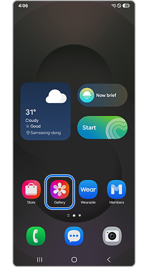 Gallery app selected