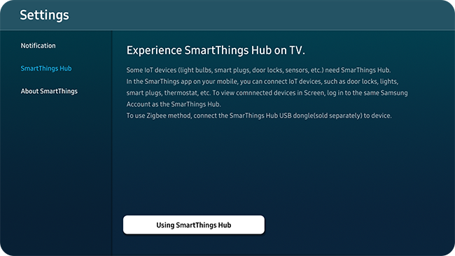 smartthings hub on tv