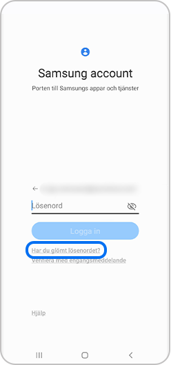 Steg 1. Öppna Samsung account och välj Har du glömt lösenordet?