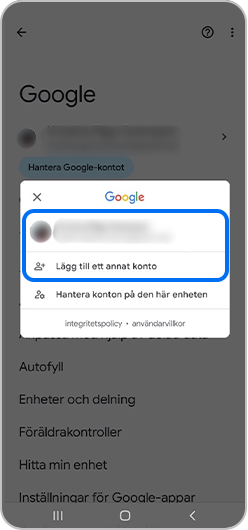 Steg 3. Välj det Google-kontot som du vill använda genom att trycka på det.