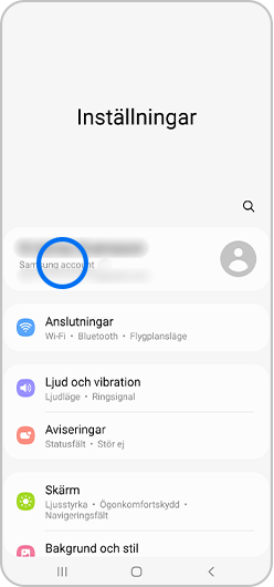 Steg 1. Gå till Inställningar på din enhet och tryck på din Samsung account profil.