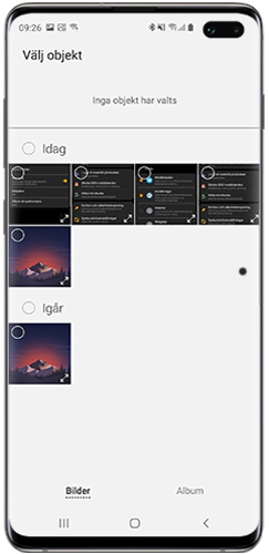 Välj de filer som ska kopieras och tryck på Klart