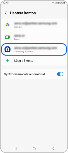 E-postadress/konto i Hantera konton