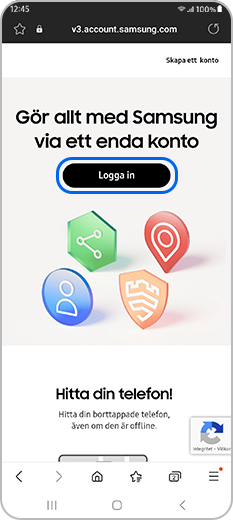 Samsung-kontots inloggningssida