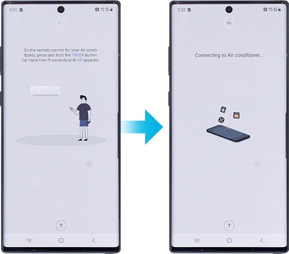 Tryk på og hold timerknappen nede på fjernbetjeningen