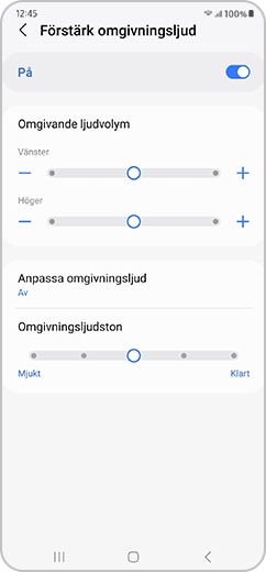 Smarttelefonskärm med valet för omgivningsljud