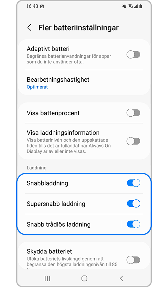 aktivera snabbladdning steg 4