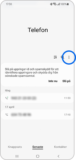Tryck på ikonen för Mer.