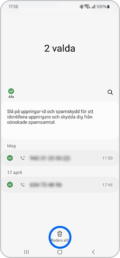 Tryck på radera längst ner.