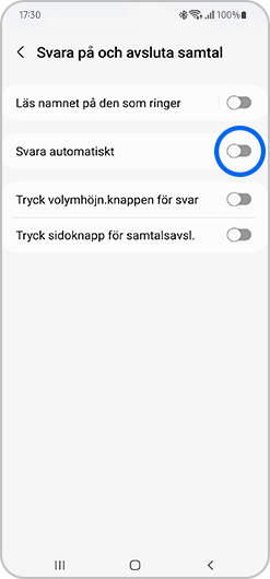 För att aktivera Svara automatiskt flyttar du reglaget åt höger.
