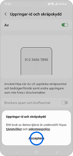 Läs villkoren och tryck på acceptera.