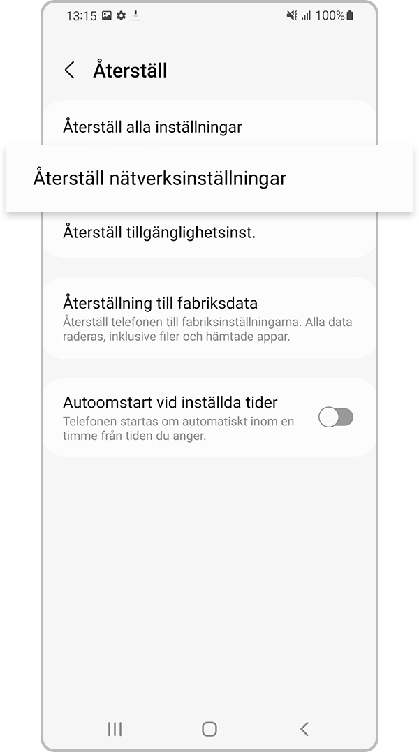 Tryck på Återställ nätverksinställningar.