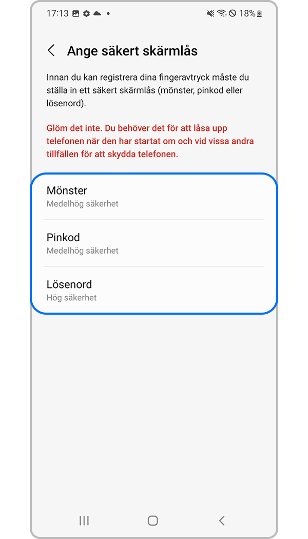 fingeravtrycksigenkänning registrering steg 4