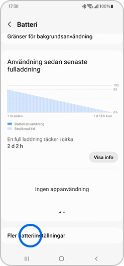 Välj Fler batteriinställningar.