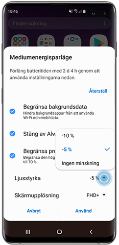 Avmarkera de lägen du vill behålla som de är