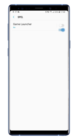 Aktivera Game Launcher i menyn Spel