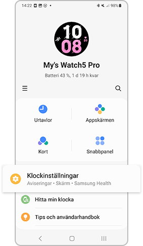 watch inställningar