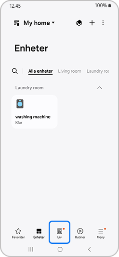 SmartThings hemsida, fliken Liv