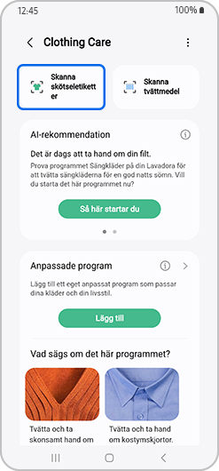 Klicka på Skanna tvättetiketter.