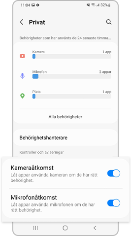 Aktivera åtkomst till kameran och mikrofonen
