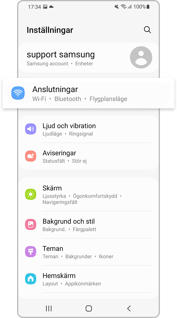 återställ nätverksinställningar steg 1