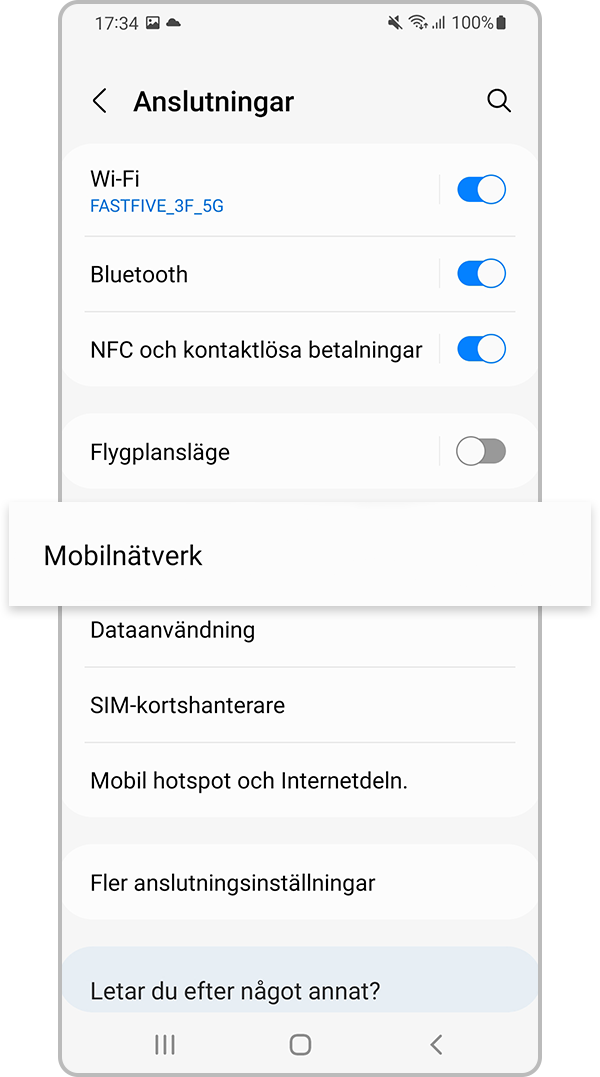 återställ nätverksinställningar steg 2