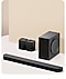 A Samsung Soundbar with a subwoofer and two rear speakers.
