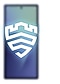 Samsung Knox's logo hovers over the cover screen of a folded Galaxy Z Fold7 in Blue Shadow.