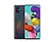 Frontal and rear product shot of a dark grey Galaxy A51 with multicoloured stuffed toys on display