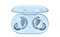 A product shot of a pair of sky blue Galaxy Buds Plus sitting in their sky blue case