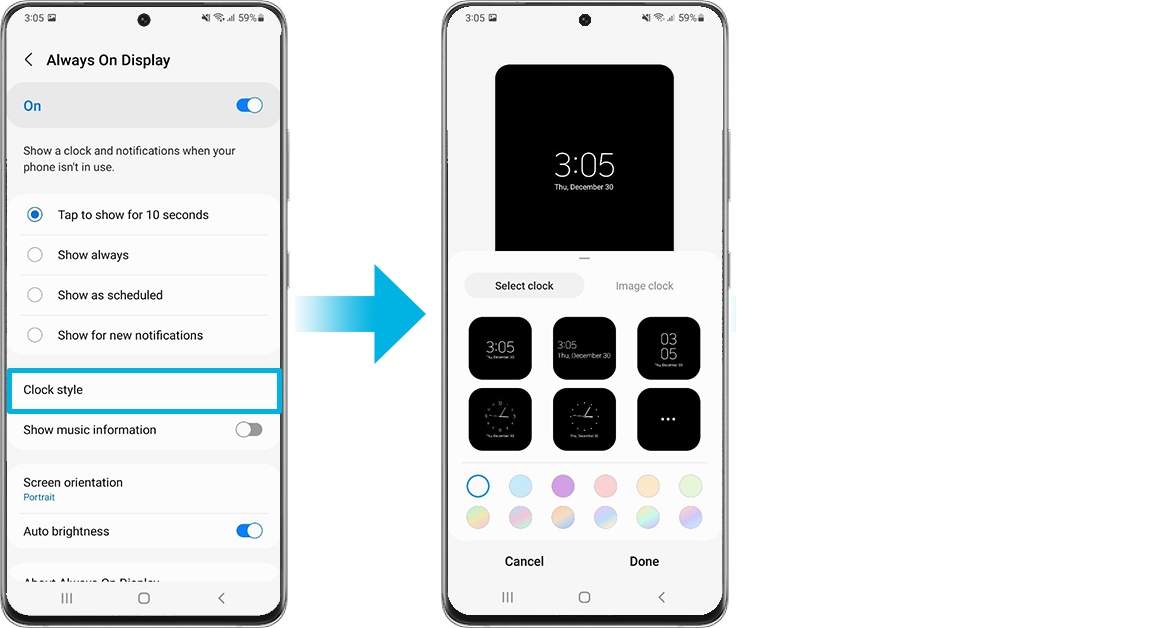 adjust always on display settings