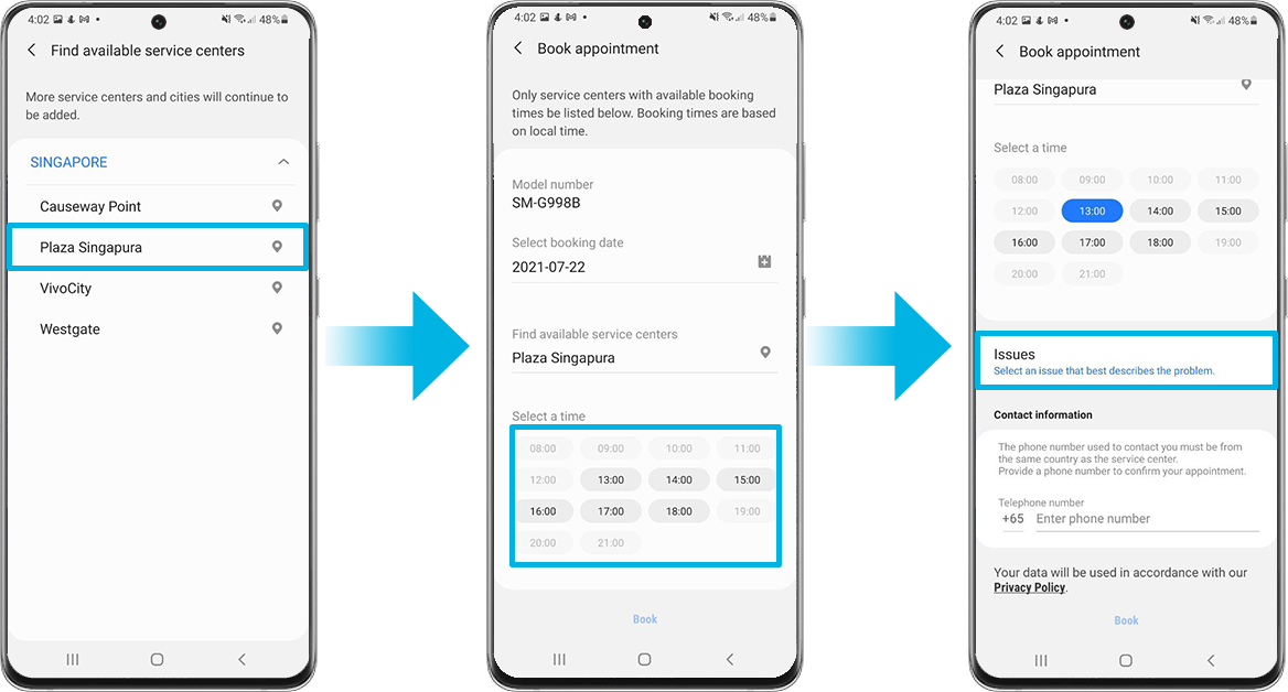 Book appointment samsung members
